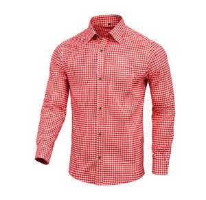เสื้อเชิ้ตผู้ชายสีแดงแท้สไตล์บาวาเรียนสำหรับเทศกาลอ็อกโทเบอร์เฟสต์ ผ้าฝ้ายเนื้อนุ่ม ไซส์ S ถึง 4XL - Product Image 1