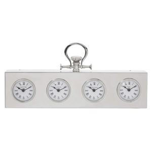 Grande boîte rectangulaire avec 4 horloges, horloge de bureau, horloge mondiale, accessoires de décoration pour la maison et le bureau - Product Image 1