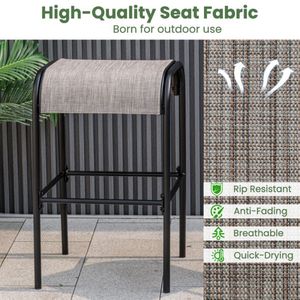 Sgabelli da Bar in Metallo con Seduta Curva in Tessuto, Arredamento da Esterno per Patio, Durevoli ed Eleganti - Product Image 4