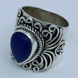 <b>Lapis</b> <b>Lazuli</b> <b>Ring</b> 925 Sterling Silver Handmade Boho Statement Promise Jewelry for Women Natural Pear Shape Gemstone Jewelry - Product Image 2