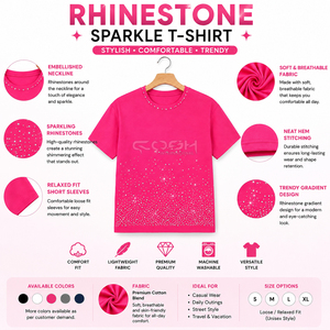 เสื้อยืดคอช อินเตอร์เนชั่นแนล พรีเมียม ลายกราฟิกประดับเพชร สำหรับผู้ชายและผู้หญิง ผ้าฝ้ายนุ่ม สวมใส่สบาย แฟชั่นลำลอง ขายส่งจากโรงงาน - Product Image 6