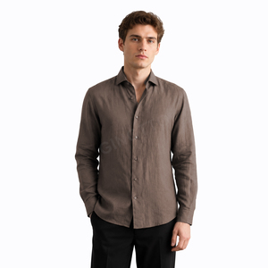 Camisa Casual de Manga Larga de Color Sólido, de Alta Calidad, con Logotipo Personalizado, al por Mayor - Product Image 2