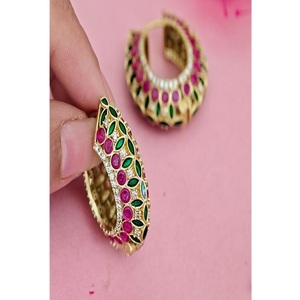 Classy Premium Quality <b>Gold</b> Plated Moissanite Hoop Earring For Women <b>Evening</b> Look Party Wear Collection - Product Image 1