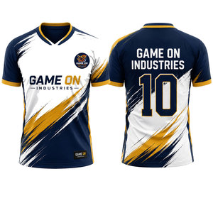 Camiseta de Fútbol Personalizada con Cuello en V y Manga Corta, Logotipo Bordado Personalizado, Transpirable, de Secado Rápido, 100% Poliéster, para Entrenamiento - Product Image 1