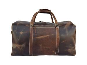 Sac de voyage vintage en cuir véritable grande capacité, sac de week-end, sac de nuit, avec fermeture éclair, bandoulière portable, durable, marron, pour la gym - Product Image 2