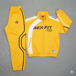 Conjunto Deportivo Rexfit Impermeable para Entrenamiento, Chaqueta y Pantalones Cortos Color Verde con Diseño de Parches, Cortavientos Deportivo para Hombre - Product Image 3