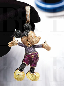 Collar de Lujo con Dije de Mickey Mouse de Moissanita Multicolor, Chapado en Oro Rosa, Plata 925, con Incrustaciones de Circonitas, para Fiesta - Product Image 4