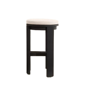 Contemporary Outdoor Bar <b>Stool</b> Solid Teak Premium Round Cushion Seat Fluted Wood Frame Durable Patio Seating for Hotel Bar - Product Image 6