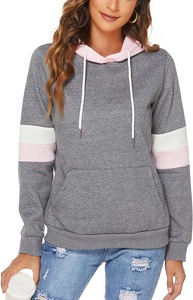 Sudaderas con capucha informales para exteriores para mujer, Jersey de rayas de lana de manga larga, chaqueta con logotipo frontal, Tops de invierno con bolsillos - Product Image 4