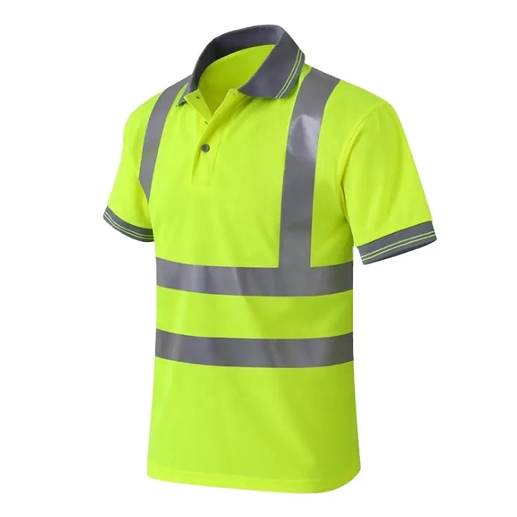 Özel Logo Hi Vis Polo GÖMLEK yansıtıcı güvenlik kıyafeti kısa kollu erkekler için Polo GÖMLEK güvenlik iş yansıtıcı T Shirt