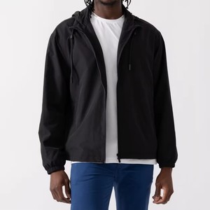 Custom Design Men's Hooded <b>Canvas</b> Windbreaker <b>Jacket</b>-Winter High Street Streetwear Eco-Friendly Lightweight with Front Logo - Product Image 2