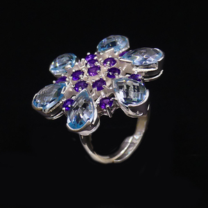 Fashionable 925 Sterling <b>Silver</b> Gold Plated Jewelry Women Wear Amethyst <b>Garnet</b> Gemstone Fashionable <b>Ring</b> - Product Image 1