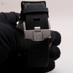 Reloj de Diamante Moissanite Incoloro con Correa de Cuero Negra, Reloj Personalizado - Product Image 3