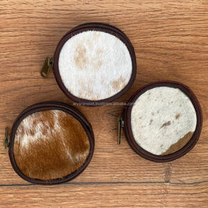 กระเป๋าหนังใส่เหรียญทำจากหนังขนสัตว์แท้ทรงกลมมีช่องใส่บัตรเครดิตกระเป๋าสตางค์ทรงกลมขนาดเล็กน่ารักทันสมัยแบบตะวันตก - Product Image 3