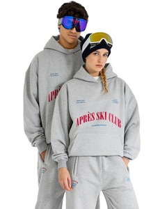 เสื้อมีฮู้ดผ้าคอตตอนสีเทา450 GSM ทรงโอเวอร์ไซส์พิมพ์ลายระบายอากาศเปิดไหล่ตกสำหรับฤดูหนาวกำหนดเองได้ - Product Image 5