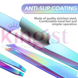 Ensemble professionnel de 3 pinces à cils en acier inoxydable argenté, droites, courbées, type L, pointes 3D, durable, avec étui en cuir - Product Image 4