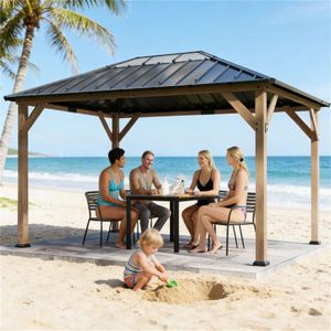 Toldos de Madera de Nogal Claro para Jardines y Playas - Product Image 1
