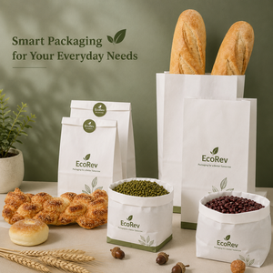 Bolsa de Papel Kraft Biodegradable y Ecológica con Logotipo Personalizado, Resistente a la Grasa, con Asa y Base Plana, Pequeña, para Pizza y Palomitas - Product Image 3