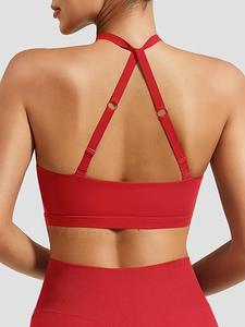 Custom Women Twist Front High Support Racerback Sports Bra with Removable Pads Breathable Yoga Fitness Workout Bra <b>Top</b> - Product Image 3
