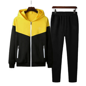 Survêtement unisexe à capuche avec blocs de couleur, fermeture éclair sur toute la longueur, poches latérales, coupe classique, vêtements de sport décontractés pour l'automne - Product Image 2