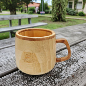 Natural <b>Bamboo</b> <b>Cup</b> with Handle Handmade Eco-Friendly Asian Zen Design 170ml Mug for Tea/<b>Coffee</b> Use in Home Restaurant Kitchen - Product Image 2