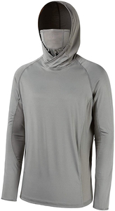 UPF 50 100% Polyester <b>Men's</b> Fishing Hoodie Long-sleeved Quick-dry Breathable Custom Design <b>Mask</b> Hooded <b>Face</b> <b>Mask</b> Button Closure - Product Image 2