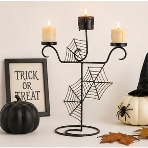 Candelabro de Metal Hecho a Mano con Diseño de Telaraña, Portavelas de 3 Niveles para Decoración de Casas Encantadas, Artículos para Fiestas de Terror en Interiores - Product Image 6