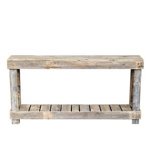 Mesa Consola Rústica de Madera Reciclada con Acabado Gris Envejecido, Mueble de Entrada Estilo Rústico con Estante Inferior de Listones - Product Image 5