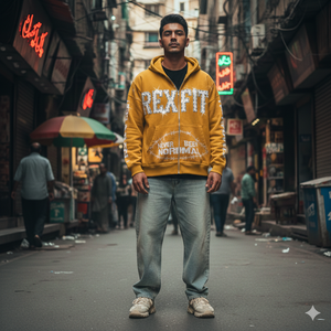 Sweat à capuche unisexe Rexfit Sports, effet délavé, broderie de qualité supérieure, streetwear, fermeture éclair intégrale, OEM - Product Image 3