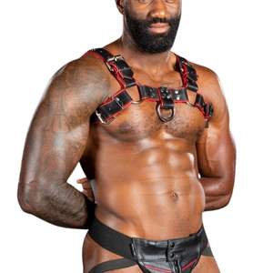 Arnés de disfraz sexy de piel sintética para hombre 2.0 Hunter, ajustable al pecho, transpirable, ecológico, con encaje, para discoteca - Product Image 2