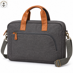 Classic Canvas <b>Laptop</b> Messenger <b>Bag</b> with Handles | Crossbody Shoulder Computer <b>Carry</b> <b>Bag</b> Front Pocket <b>for</b> Office Business Travel - Product Image 1