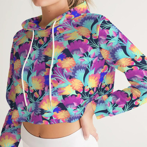 Sudadera Corta con Capucha y Estampado Floral para Mujer, Manga Larga, Tejido de Poliéster, Estilo Casual de Primavera, Impresión por Sublimación - Product Image 6