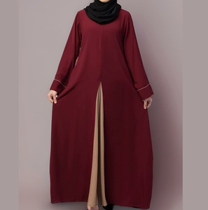Services OEM, Abaya à double couche au design élégant pour femmes, séchage rapide, respirante, Abayas islamiques pour femmes, robe longue Abaya à vendre - Product Image 3