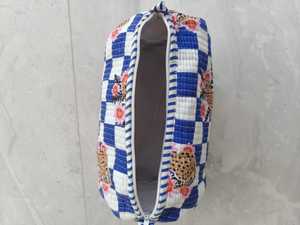 100% Pure Cotton Eco-friendly Cosmetic Pouches Set of 3 Quilted Design Travel <b>Makeup</b> Bag Water Resistant & Durable Travel <b>Case</b> - Product Image 4