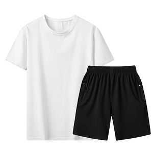 Ensemble d'été léger deux pièces pour homme : T-shirt à manches courtes et short à taille élastique – Tenue décontractée pour la maison et la plage - Product Image 2