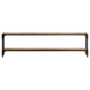 Meuble TV en bois de manguier massif de 59,1 pouces, meuble de rangement marron - Product Image 2