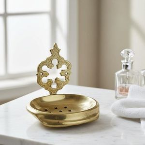 Porte-savon en laiton massif doré poli, support de comptoir durable pour salle de bain et toilettes, organisateur de rangement - Product Image 5