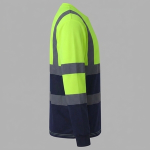 เสื้อเชิ้ตทำงานแขนยาวผู้ชายแบบสะท้อนแสง วัสดุโพลีเอสเตอร์ สีเขียวและสีน้ำเงินกรมท่า - Product Image 3