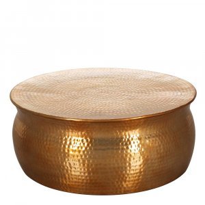 Mesa de Centro Redonda Hecha a Mano de 75 cm de Diámetro, Diseño Contemporáneo, Mueble de Salón con Superficie Metálica, Apariencia Moderna - Product Image 4