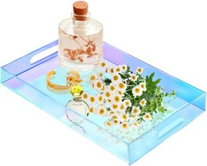 Bandeja de Servicio Acrílica con Asas, Bandejas Decorativas de Acrílico para Baño y Escritorio, Bandeja Simple para Tocador, Comida, Té, Frutas, Cena - Product Image 4