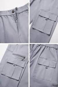 <b>Men's</b> Grey <b>Cargo</b> Jogger Pants Casual <b>Lightweight</b> <b>Trousers</b> With Side Pockets Elastic Cuffed Hem - Product Image 5