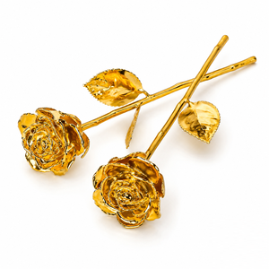 Regalo Romántico para el Día de la Madre o San Valentín, Flores Preservadas al por Mayor, Tallo Recubierto de Lámina Real, Flor de Lujo Recortada, Rosa Bañada en Oro - Product Image 4