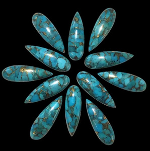 Turquesa azul cobre, cabujón largo en forma de pera, piedra preciosa suelta para la fabricación de joyas - Product Image 2