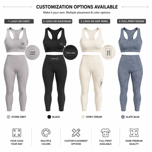 Conjunto de Yoga Minimalista sin Costuras para Mujer, Bra Deportivo y Leggings con Elasticidad en Cuatro Direcciones, Venta al Por Mayor, Logotipo Personalizado - Product Image 4