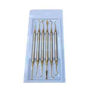 Kit de Instrumentos Dentales para Rellenos de Composite con Mango Dorado, Juego de 6 Instrumentos Profesionales de Restauración Dental - Product Image 1