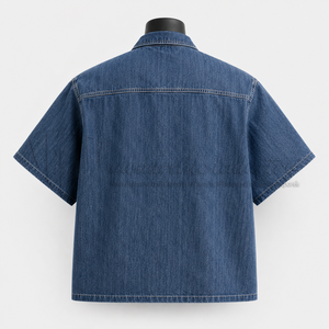 Camisa de Trabajo de Manga Corta para Hombre, Informal, Otoñal, Transpirable, 100% Algodón Orgánico, Estilo Denim, Personalizable, OEM, ODM, Marca Privada - Product Image 2