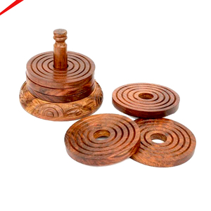 Eco-Friendly Handmade Wood Coaster <b>Set</b> With Modern Holder Square Cup Mats For Home Decor Office And Luxury Gifts - Product Image 3