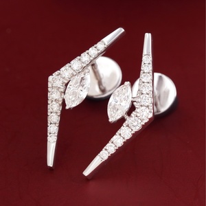 Pendientes de Diamante Cultivado en Laboratorio de 0.94 CT, Corte Marquesa, Oro Blanco de 14K, Claridad VVS1, Corte Princesa, Joyería de Oro Amarillo - Product Image 2