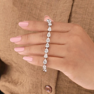 Pulsera de tenis de lujo con 55 diamantes de corte pera cultivados en laboratorio para mujer, certificada por IGI, oro de 14K, elegante joya para bodas y fiestas. - Product Image 4