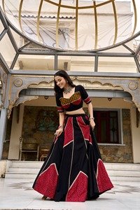 Indian Traditional Ethnic Designer Navaratri Collection <b>Lehenga</b> Choli Ajrakh Print Rayon <b>Women</b> Floor Length Wedding Fancy Wear - Product Image 2